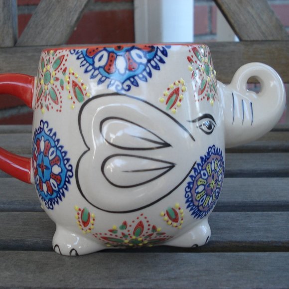 YOKOHAMA STUDIO ELEPHANT MUG Hand Painted 20 OZ Oversized - Picture 5 of 8